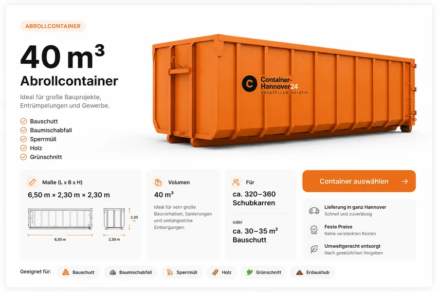 40 m³ Abrollcontainer für Erdaushub & Grünschnitt in Hannover